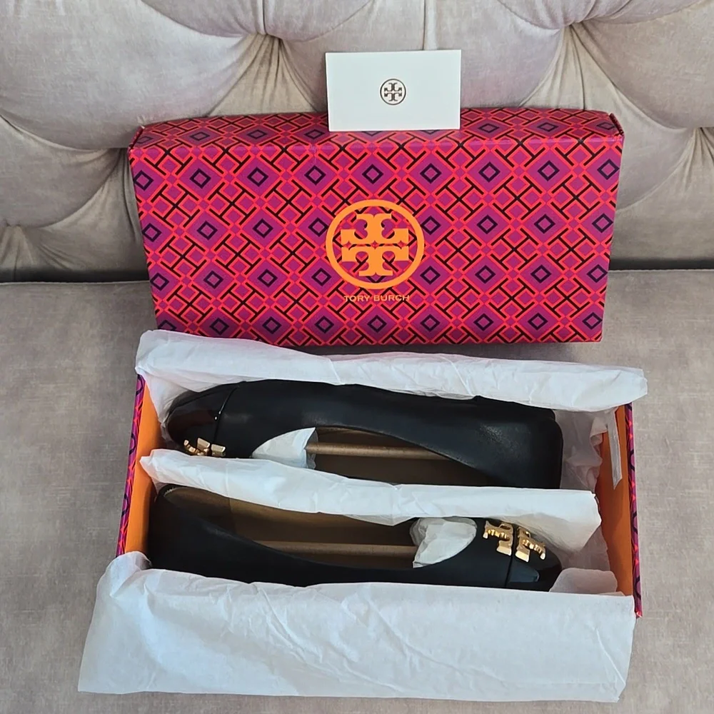 Tory Burch Everly Ballet Flats, Black Nappa Leather/Patent Leather, Size 5.5 - Picture 11 of 11